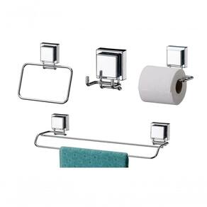 Kit Banheiro Inox Ventosa 4 Peças Future