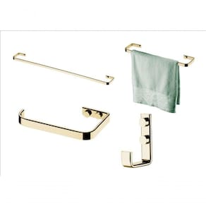 Kit Banheiro Lavabo 4 Peças Dourado Future