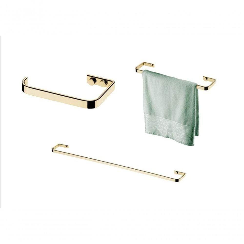 Kit Banheiro Lavabo 3 Peças Dourado Future