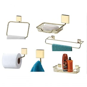 Kit Banheiro Lavabo 6 Peças Dourado Future