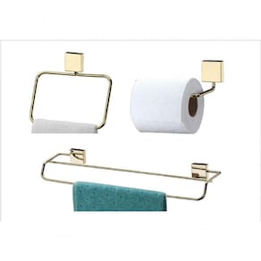 Kit Banheiro Lavabo 3 Peças Dourado Future
