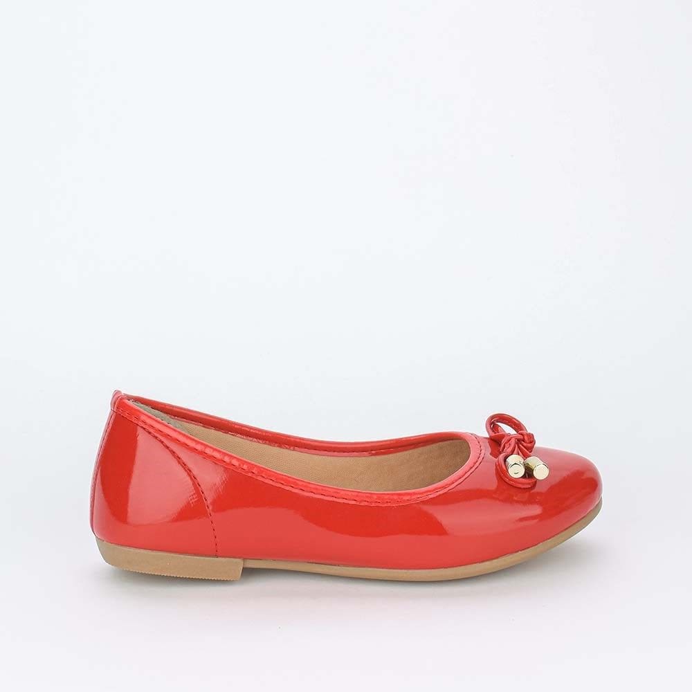 Sapatilha Infantil Feminina Kidy Lacinho Verniz Vermelha