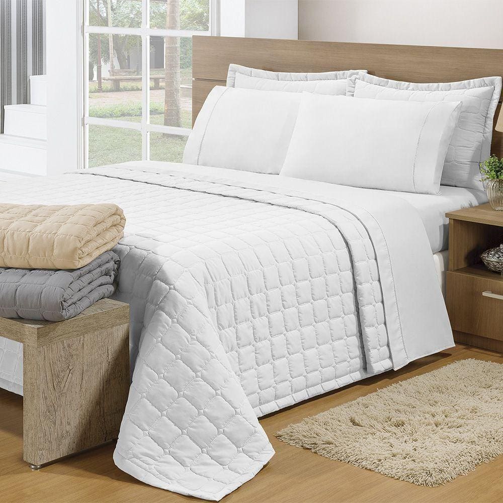 Cobre Leito Queen Soft 3 Peças Branco