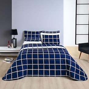 Kit Cobre Leito Solteiro 200 Fios 2 Peças Azul Marinho