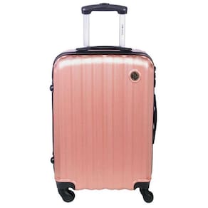 Mala De Viagem Média ABS 360 To Go Rosé Feminina Cadeado Fixo 4 Rodinhas Alças Laterais e Superior Sestini