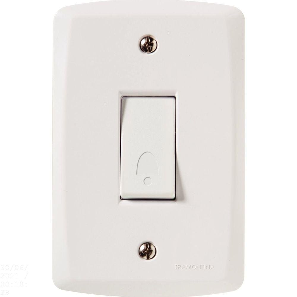 Conjunto 4x2 Com 1 Pulsador Campainha 10 A 250 V Tramontina Lux2 Branco Tramontina