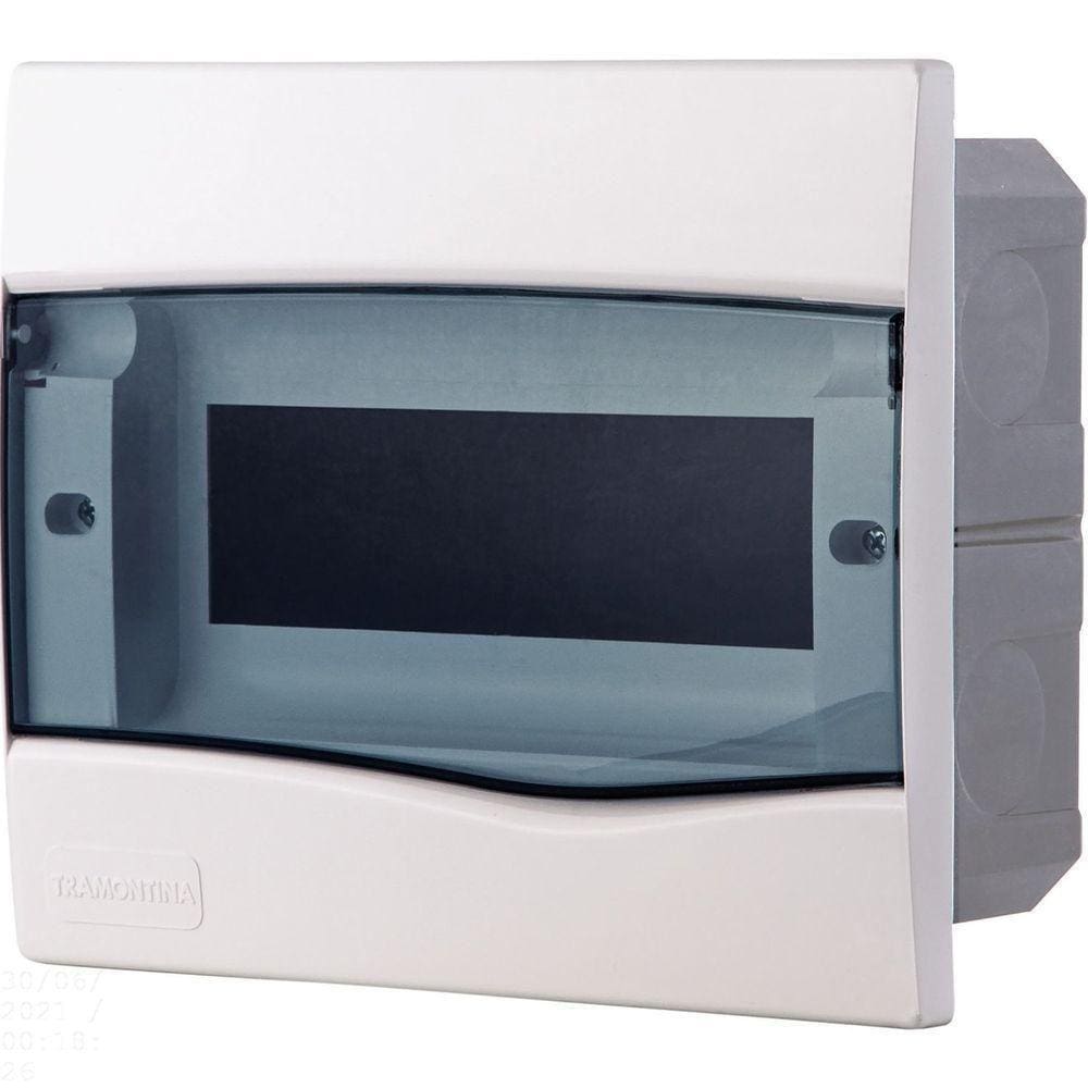 Quadro De Distribuição De Embutir 9 Din Ou 6 Nema Tramontina Com Porta Transparente Tramontina