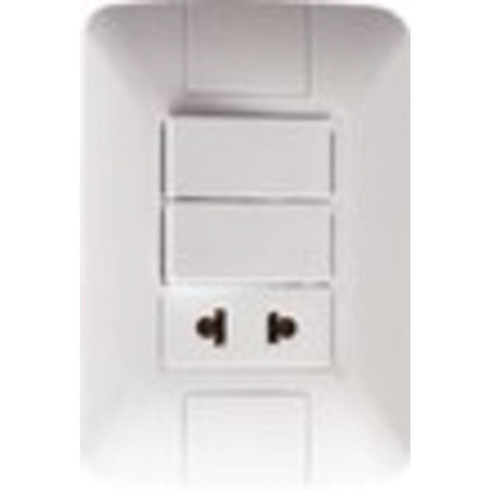 Conjunto 4x2 Con 2 Interruptores Sencillos 10 A 250 V Y 1 Tomacorriente 2p 15 A - 16 A 250 V