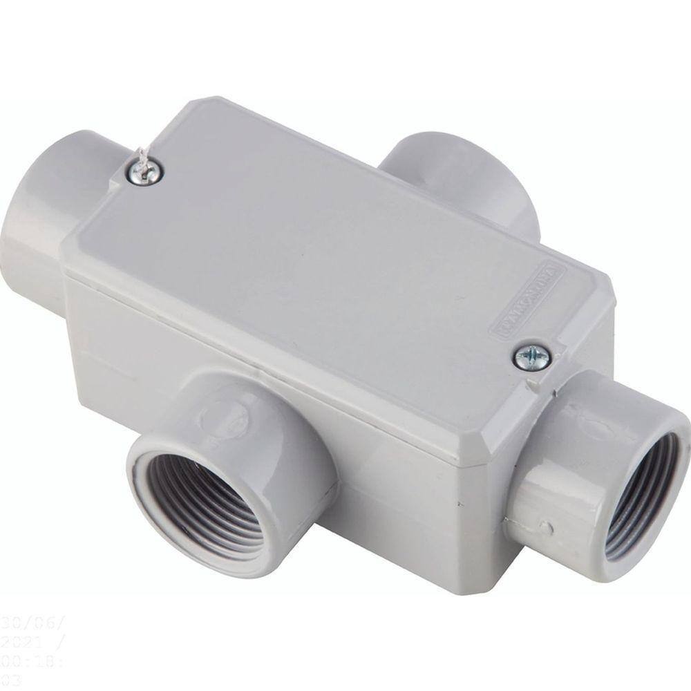 Condulete Fixo &quot;x``&quot; 3/4&quot; Com Tampa / Com Rosca Npt / Com Pintura Eletrostática A Pó Tramontina