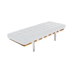 Banco Capri Barcelona 1,50M Couro Sintético Branco Cor Branco