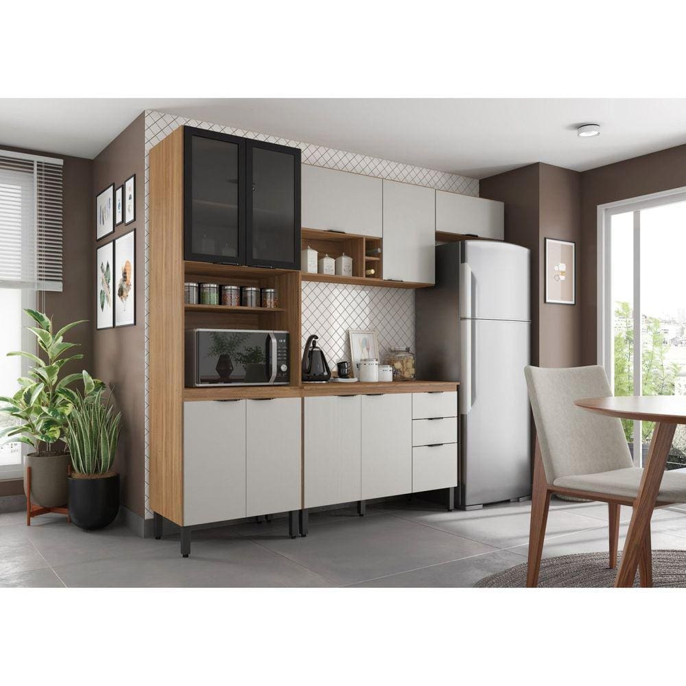 Cozinha Completa Firenze 4 Peças 10 Portas 2 Gavetas Amendola/Nude Prime Tx