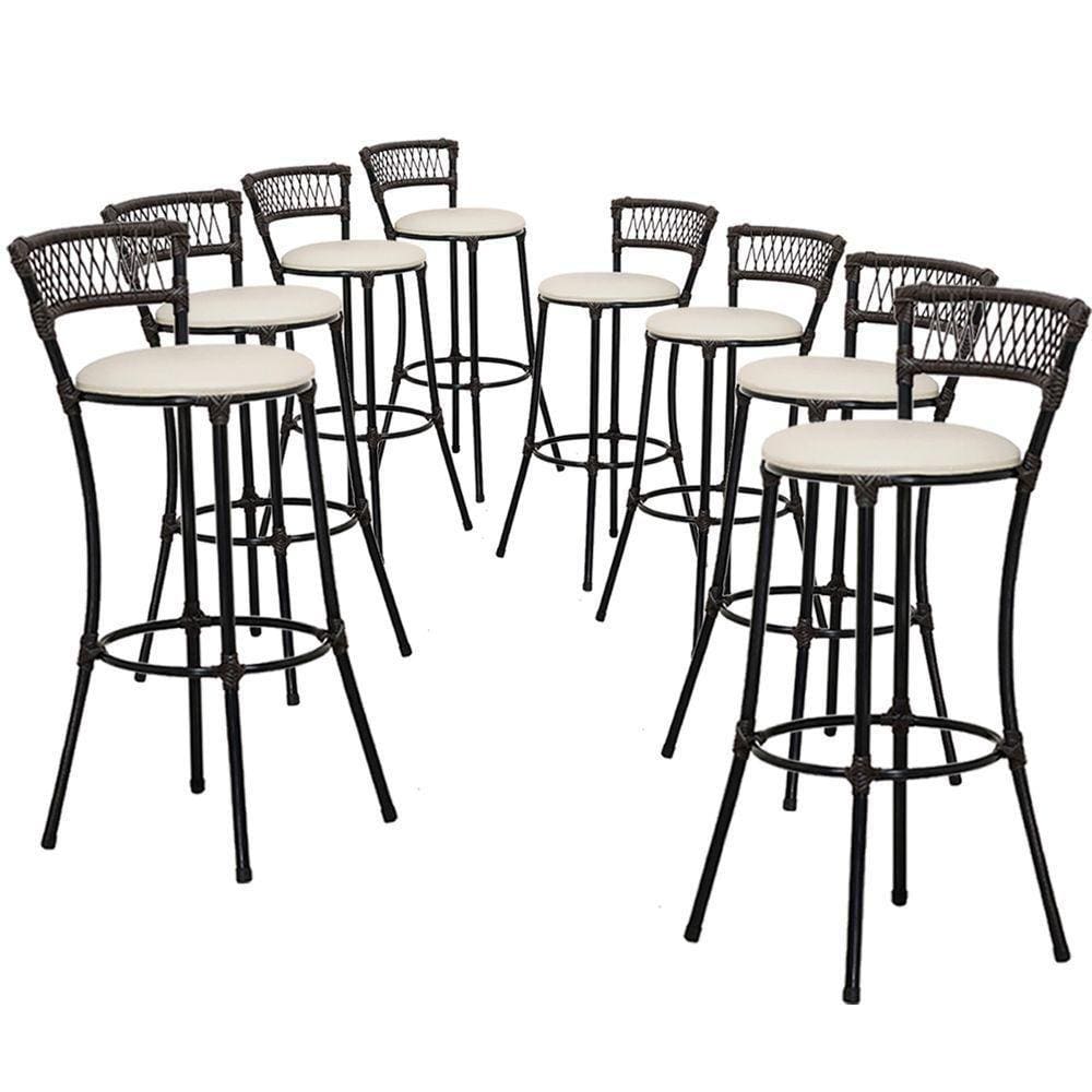 Kit Com 8 Banquetas Alta Forts Fibra Uv Bancada, área Goumert, Bar, Piscina, Balcão, Floral Gelo