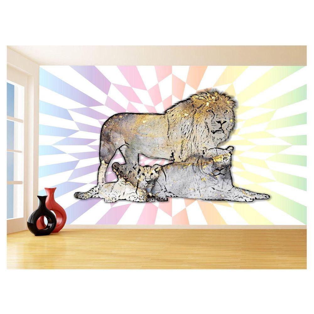 Papel De Parede Animais Pop Art Familia Leões 3,5M Pxa406