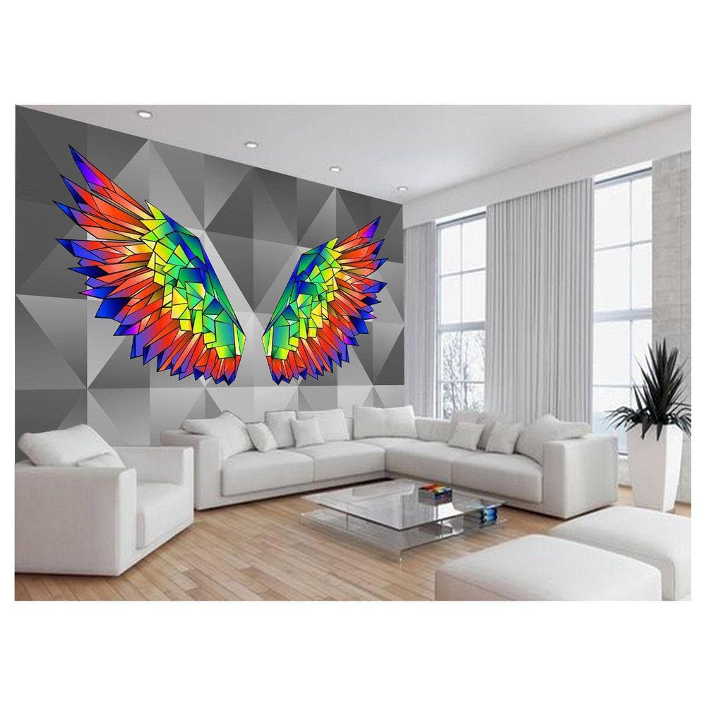 Papel De Parede 3D Arte Asas Selfie Insta Cores 3,5M Tra256