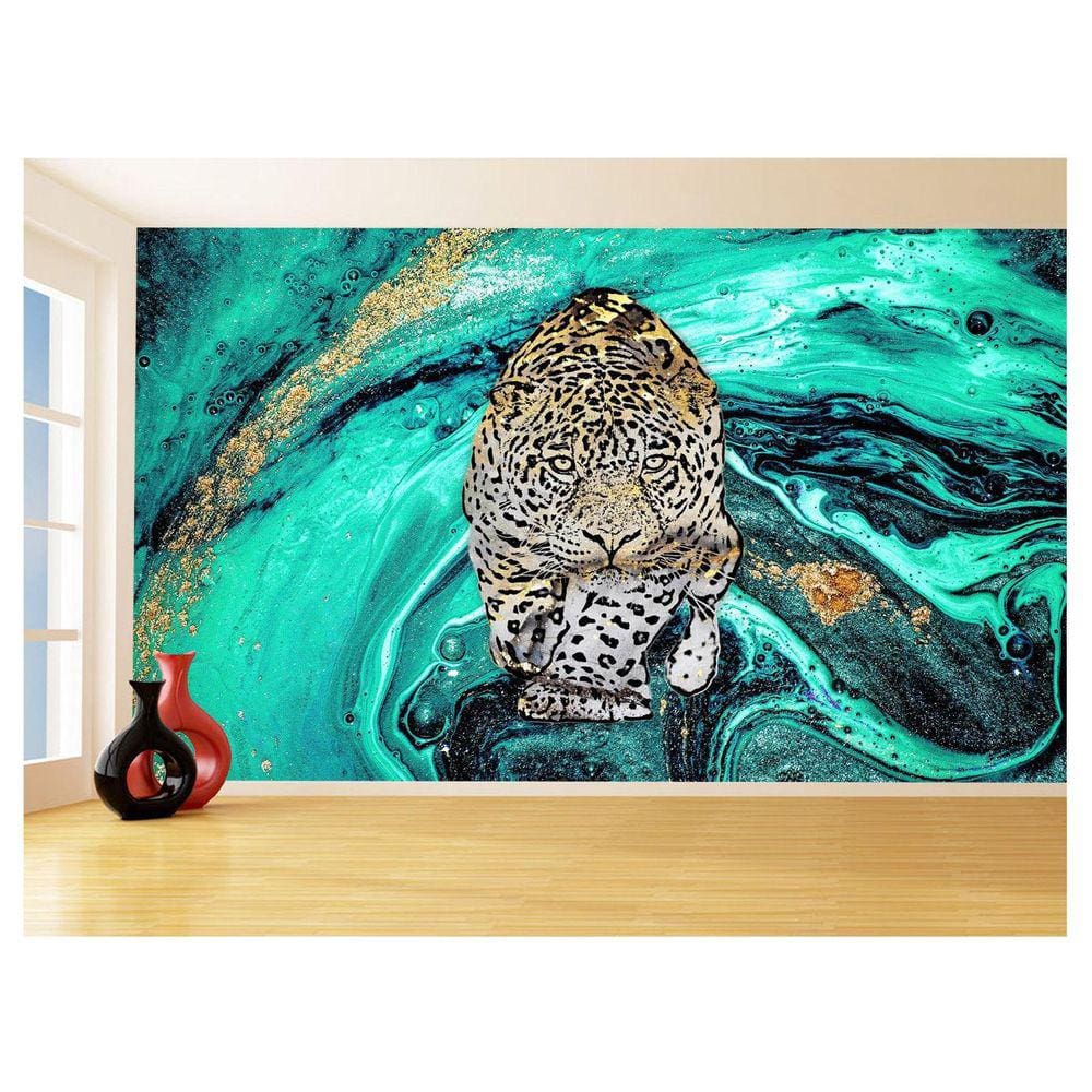 Papel De Parede 3D Animais Pop Art Onça Pintada 3,5M Pxa66