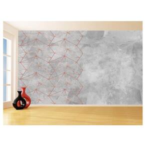 Papel De Parede 3D Concreto Linhas Dourado Rose 3,5M Kkt239