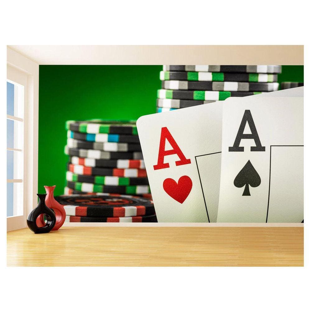 Papel De Parede 3D Salão De Jogos Cartas Poker 3,5M Jcs63