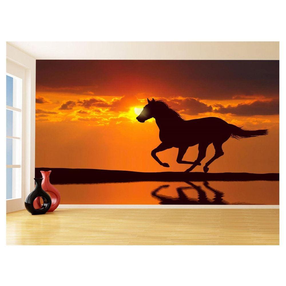 Papel De Parede Animais Cavalo Correndo Campo 3,5M Anm352