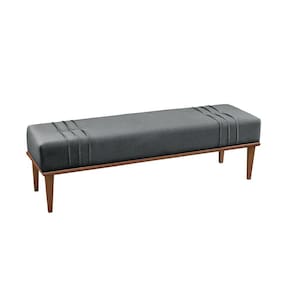 Recamier Puff Maya Luxo Madeira Maciça Castellar Móbile Linho Cinza Linho Cinza