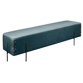 Recamier Banco Eros Luxo Preto Castellar Móbile Linho Azul Linho Azul
