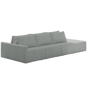 Sofá Ilha Modular Com Puff Para Sala Living 342cm Georgia K04 Bouclê Cinza - Mpozenato