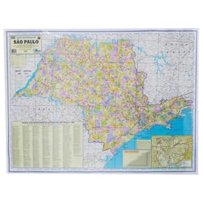 Mapa São Paulo Político Rodoviário Turístico Cidades 120x90