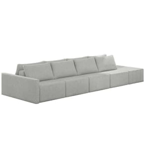 Sofá Ilha Modular Com Puff Para Sala Living 392cm Georgia K04 Linho Cinza - Mpozenato