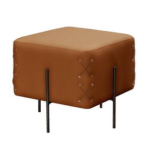 Puff Banqueta Eros Luxo Preto Castellar Móbile Corino Caramelo Corino Caramelo