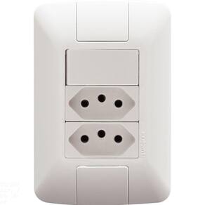 Conjunto 4x2 Com 1 Interruptor Simples 6 A 250 V E 2 Tomadas 2p+t 20 A 250 V Aria Branco