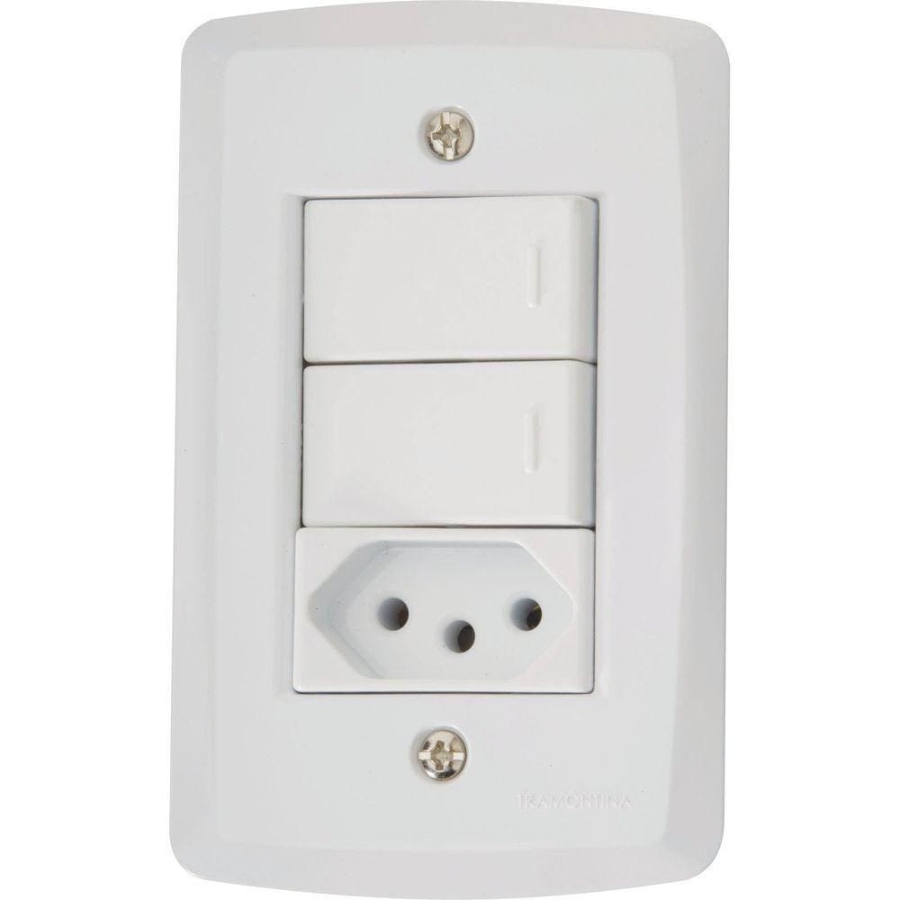 Conjunto 4x2 Com 2 Interruptores Paralelos 10 A 250 V E 1 Tomada 2p+t 10 A 250 V Lux2 Bra