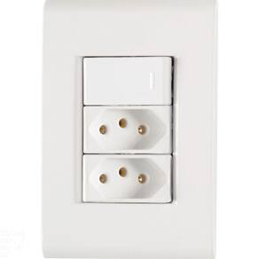 Conjunto 4x2 Com 1 Interruptor Simples 10 A 250 V E 2 Tomadas 2p+t 20 A 250 V Liz Branco