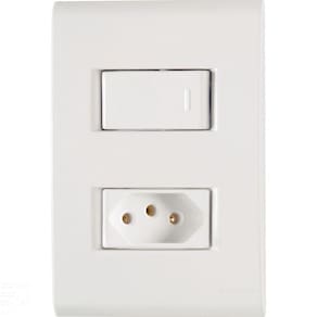 Conjunto 4x2 Com 1 Interruptor Simples 10 A 250 V E 1 Tomada 2p+t 20 A 250 V Liz Branco