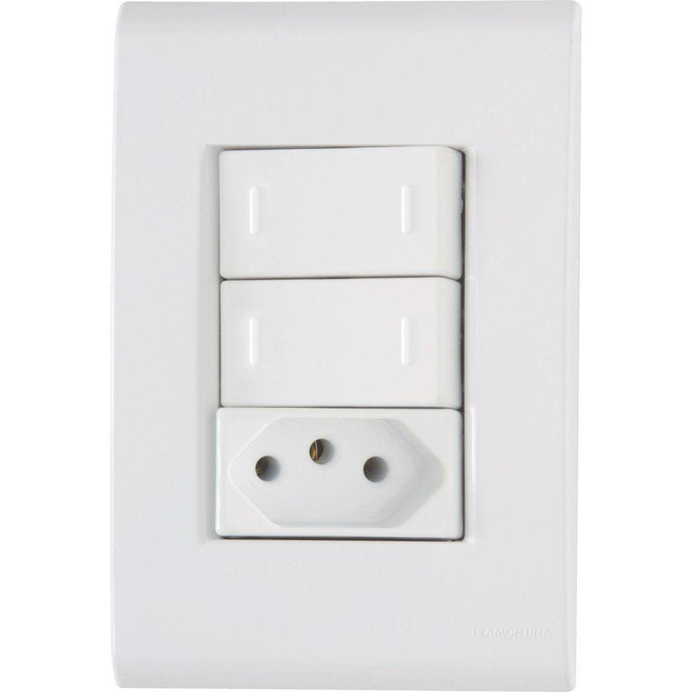 Conjunto 4x2 Com 2 Interruptores Paralelos 10 A 250 V E 1 Tomada 2p+t 20 A 250 V Liz Bran
