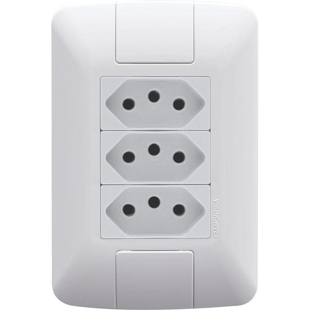 Conjunto 4x2 Com 3 Tomadas 2p+t 10 A 250 V Tramontina Aria Branco Tramontina