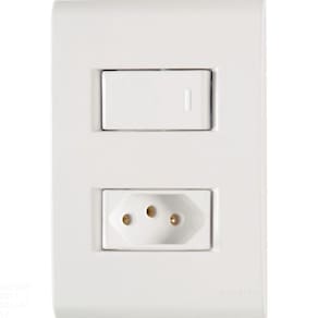 Conjunto 4x2 Com 1 Interruptor Simples 10 A 250 V E 1 Tomada 2p+t 10 A 250 V Liz Branco