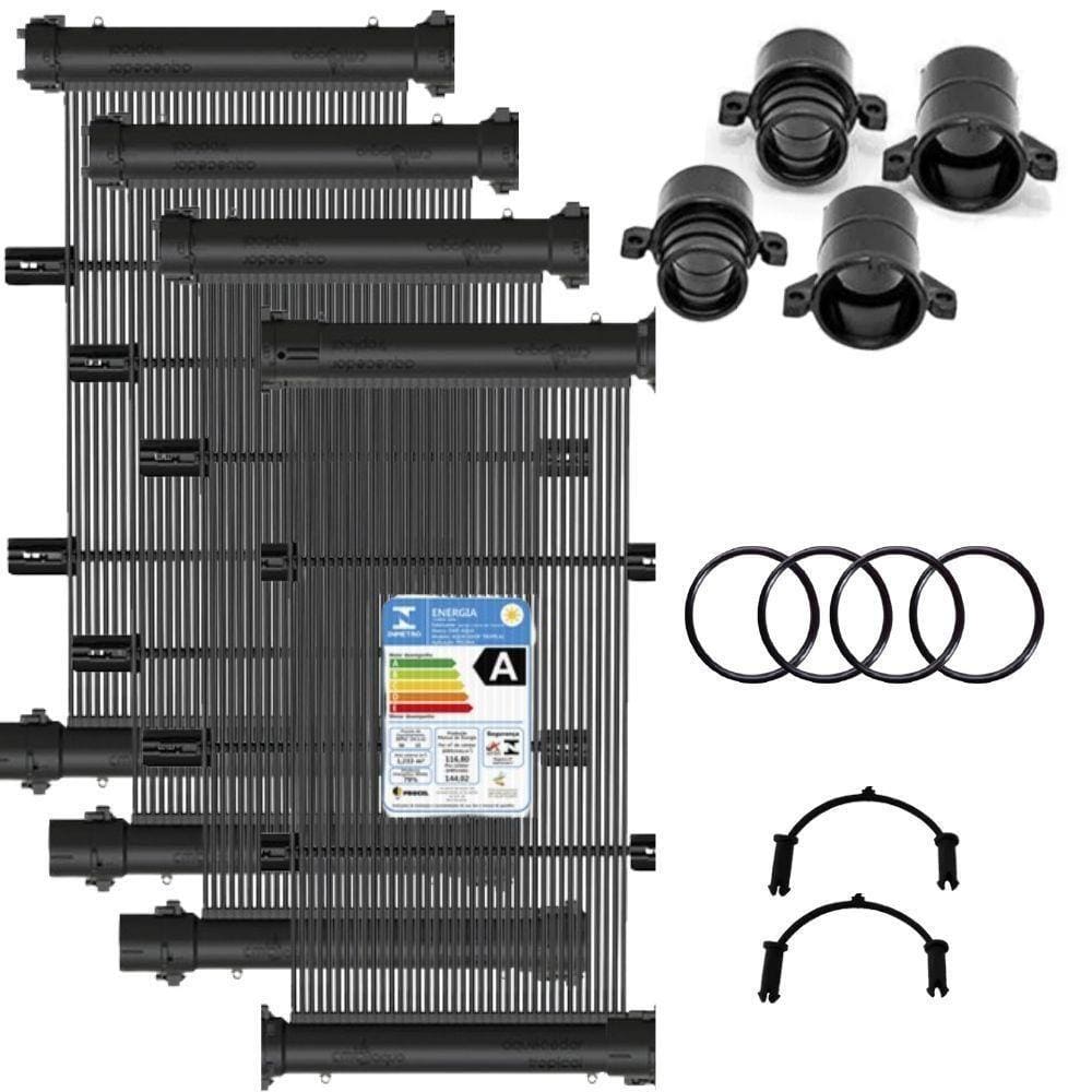 Conjunto 25 Placas E Terminações Para Aquecimento Solar De Piscinas Até 25m² Ou 37mil Litros