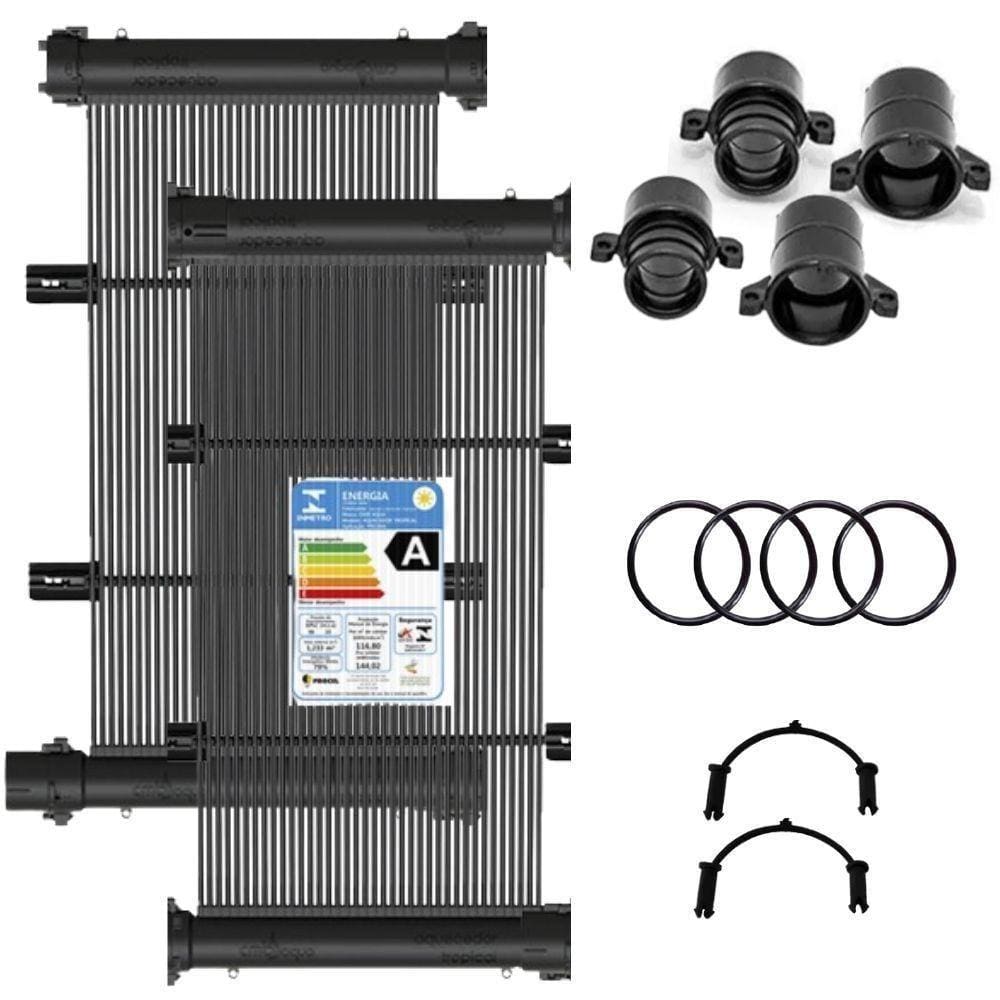Conjunto 02 Placas E Terminações Para Aquecimento Solar De Piscinas Até 02m² Ou 03 Mil Litros