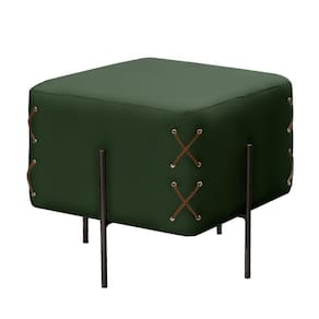 Puff Banqueta Eros Luxo Preto Castellar Móbile Veludo Verde Veludo Verde