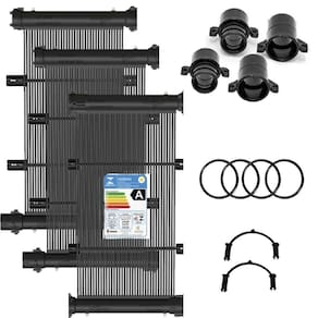 Conjunto 16 Placas E Terminações Para Aquecimento Solar De Piscina Até 16m² Ou 30 Mil Litros