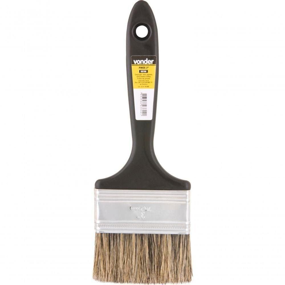 Pincel 3 Cerdas Gris Cabo Plástico Para Tintas Latéx E Acrí