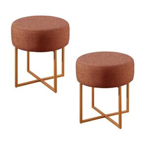 Conjunto - 2 Puffs Banqueta Otávio Luxo Castellar Móbile Linho Terracota