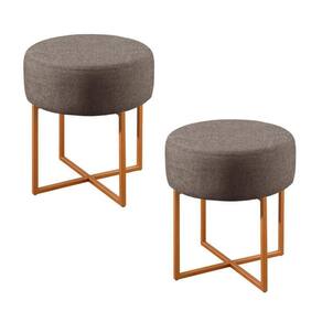Conjunto - 2 Puffs Banqueta Otávio Luxo Castellar Móbile Linho Cappuccino