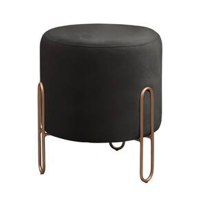 Puff Banqueta Mali Luxo Base Bronze Castellar Móbile Corino Preto