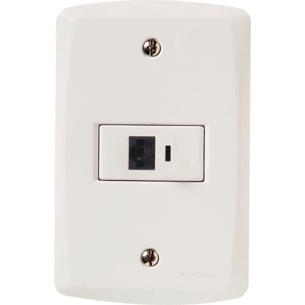 Conjunto 4x2 Com 1 Tomada Telefone Rj11 Tramontina Lux2 Branco Tramontina