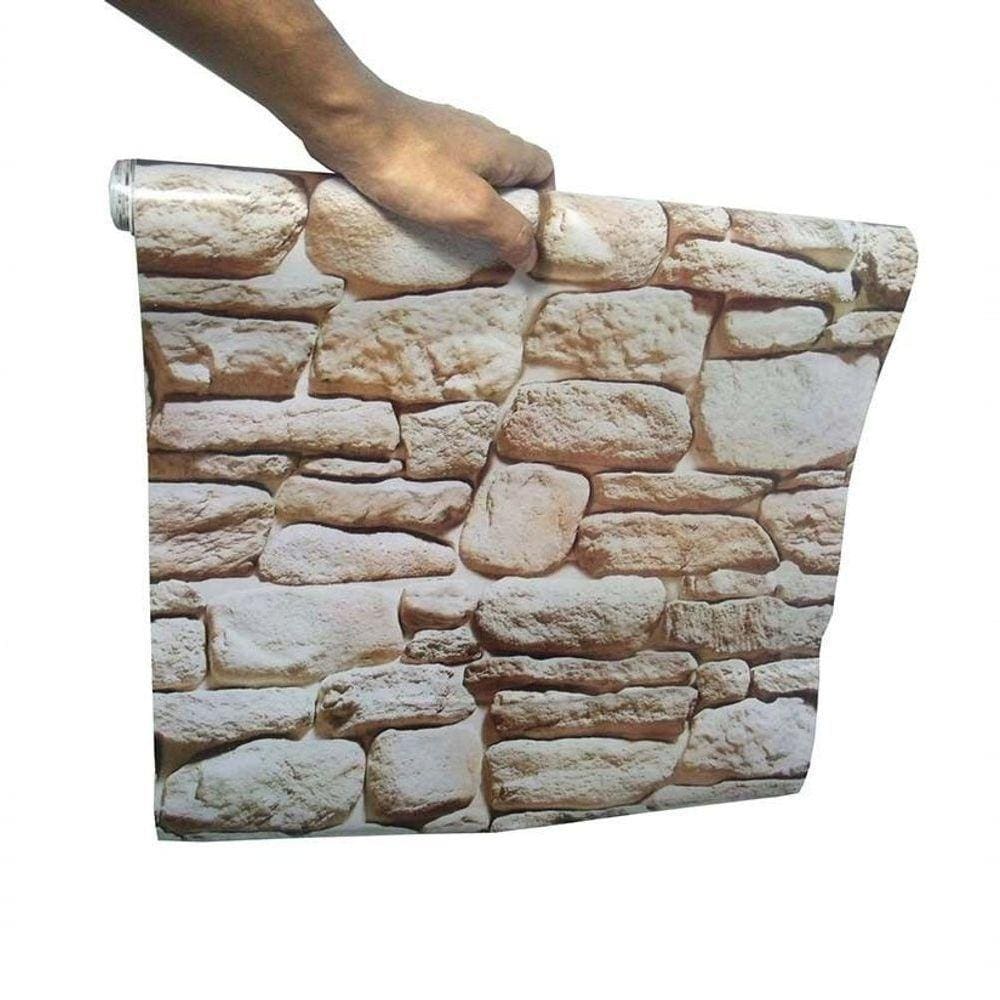 Kit Papel De Parede 5 Und Pedra Marrom Claro