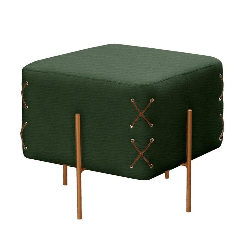 Puff Banqueta Eros Luxo Bronze Castellar Móbile Veludo Verde Veludo Verde
