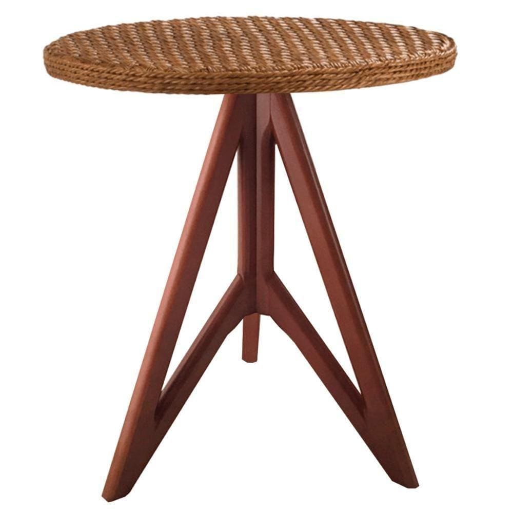 Mesa De Apoio Gávia Ozki 62 Cm Madeira Eucalipto Amêndoa Junco Natural