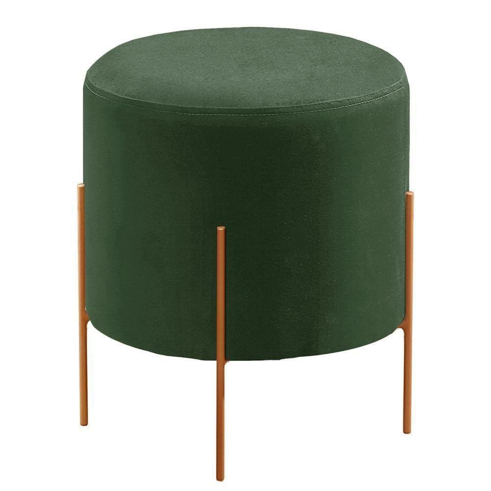 Puff Banqueta Odim Luxo Base Bronze Castellar Móbile Veludo Verde