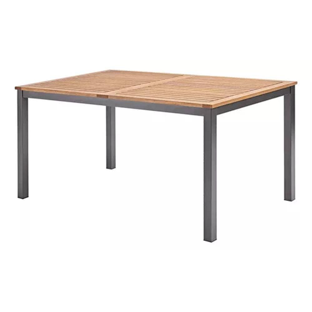 Mesa Madeira E Alumínio 74x89x150cm 6 Pessoas - Deluxe