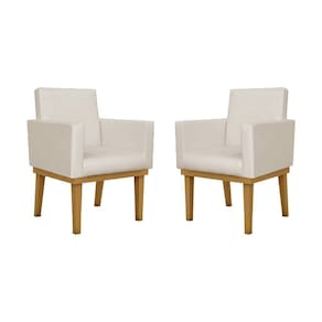 Kit 02 Poltronas Decorativa Reforçada Oferta Courino Balaqui Cor:courino Bege